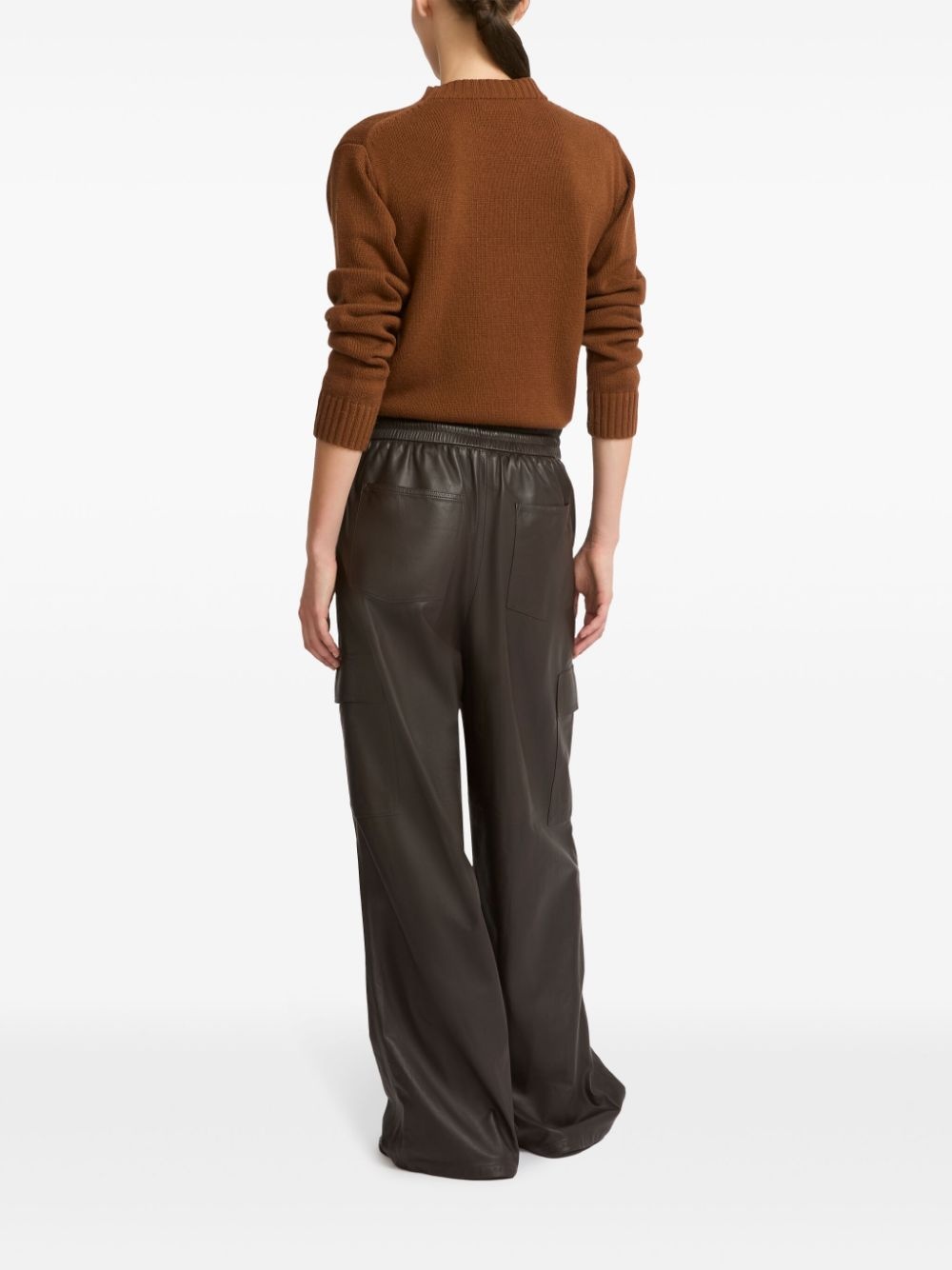 leather wide-leg trousers - 3