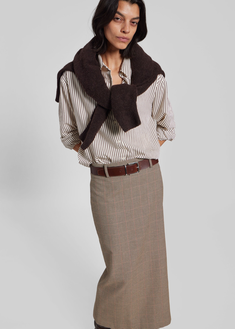 Alrose Houndstooth Midi Skirt - Beige 6