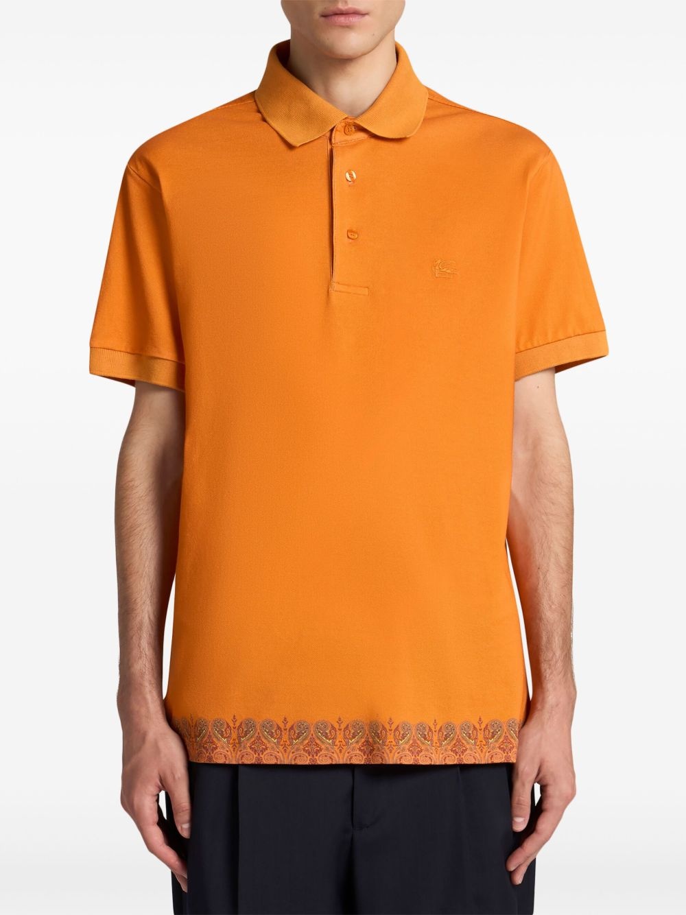 paisley-trim polo shirt - 2