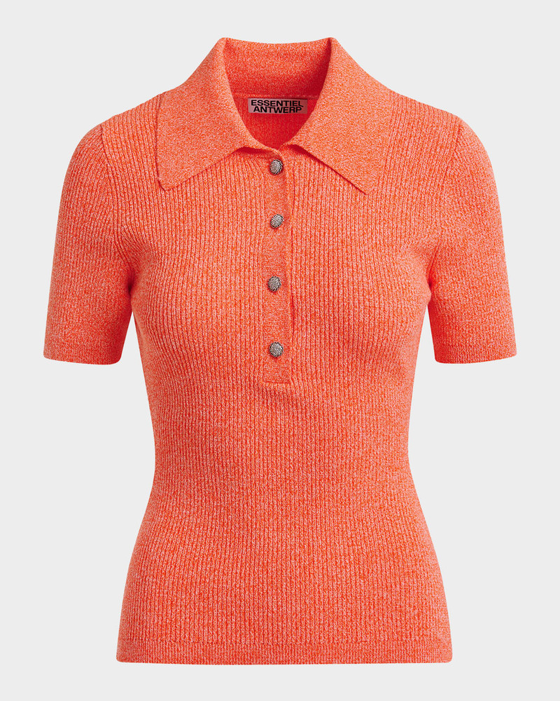 Jabric Ribbed Polo with Jewel Buttons 1