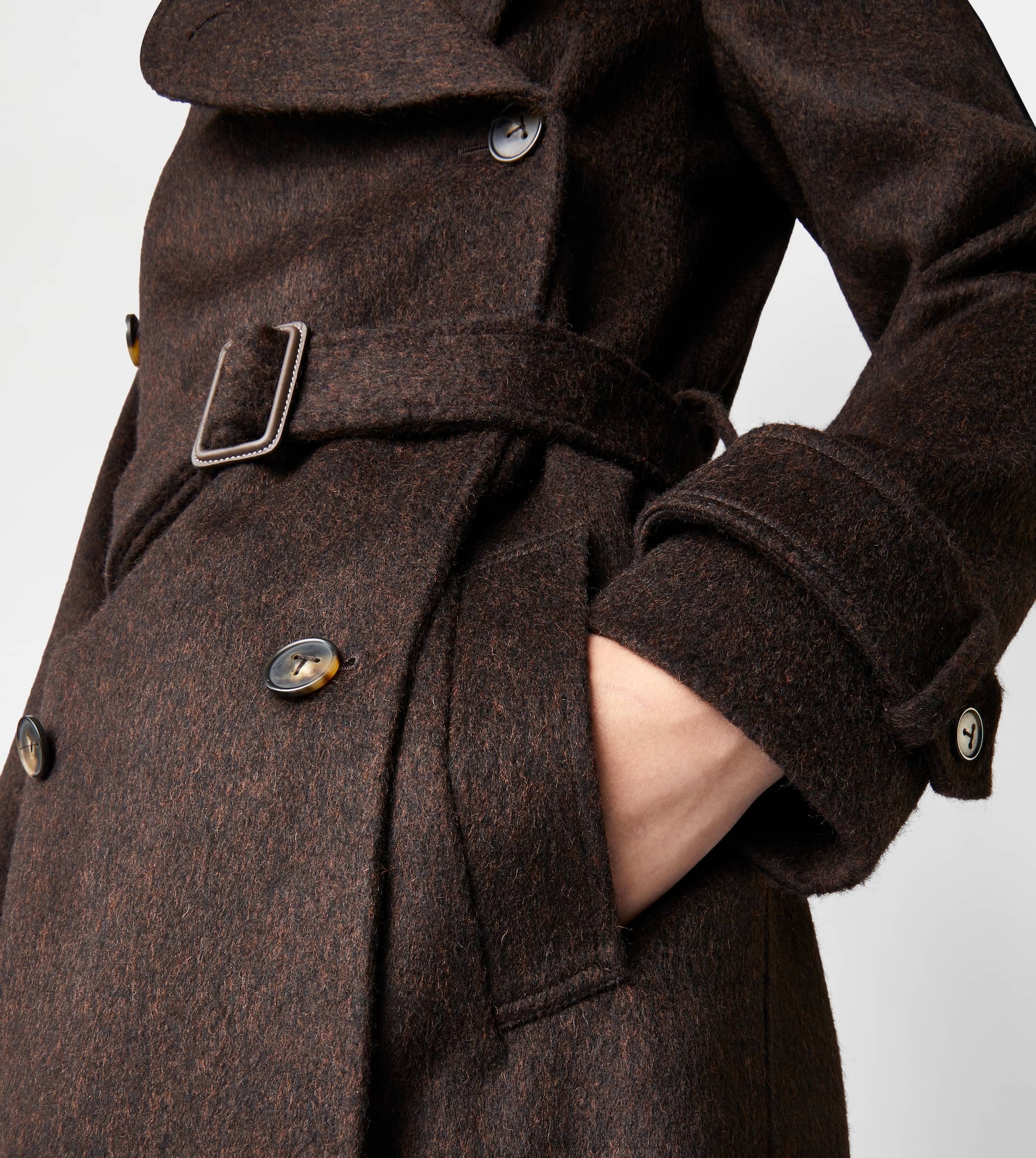 TRENCH COAT IN WOOL FELT - BROWN - 8