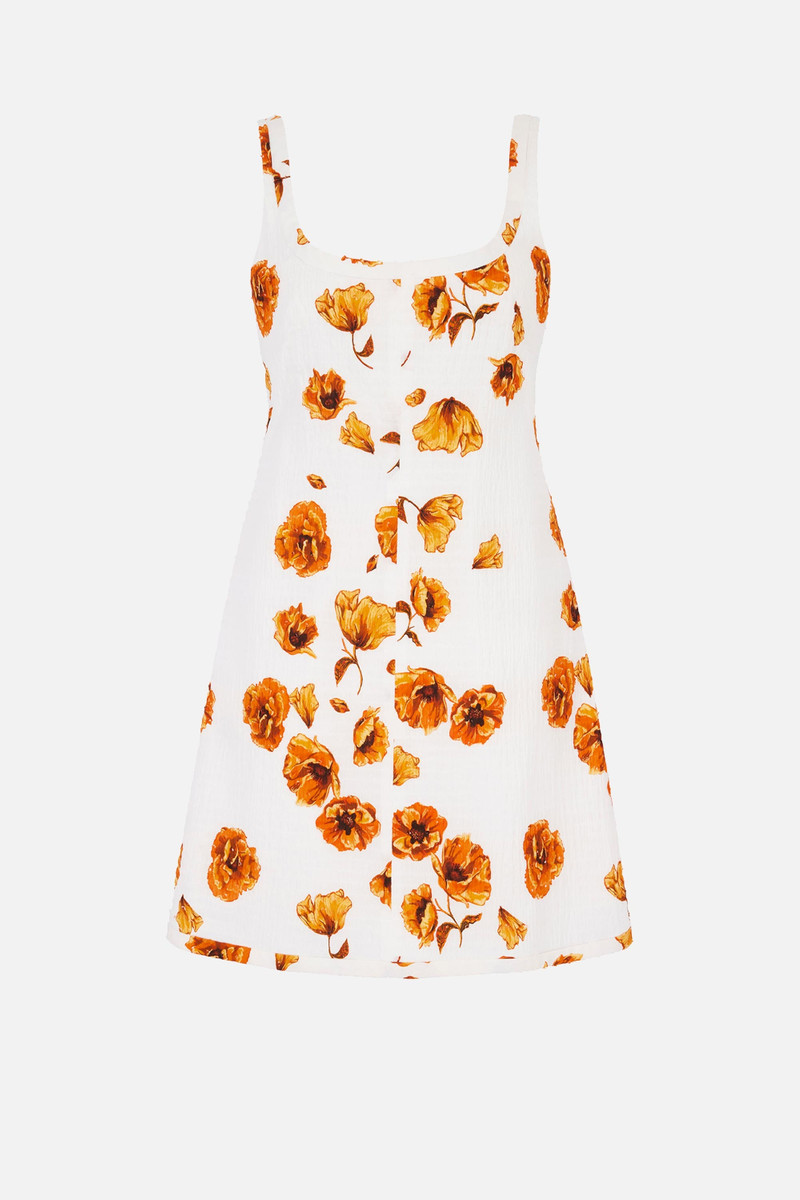 Tillie Dress In Orange Poppies Bibione Cotton 1
