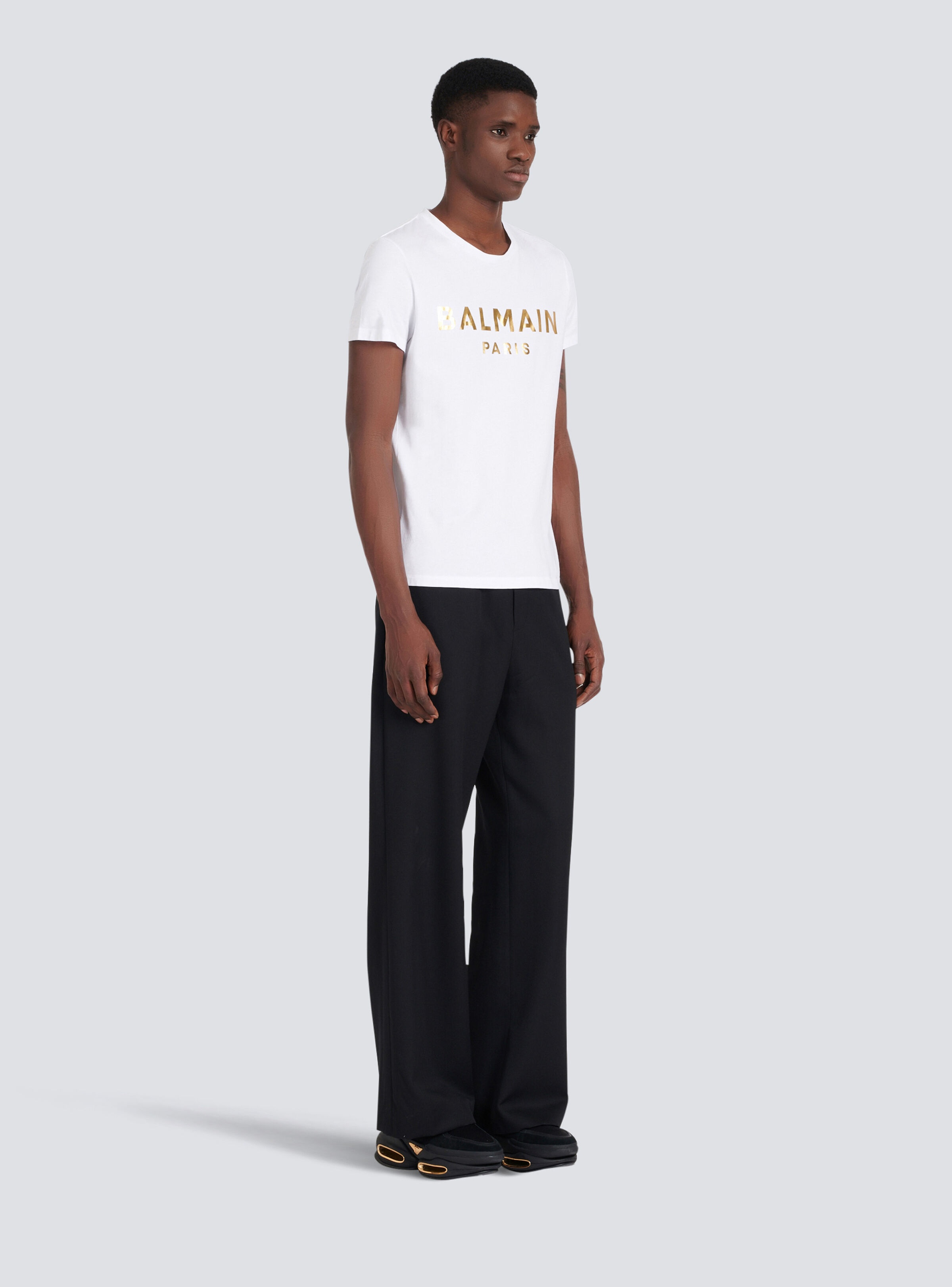 Eco-designed cotton T-shirt with Balmain Paris logo print - 5