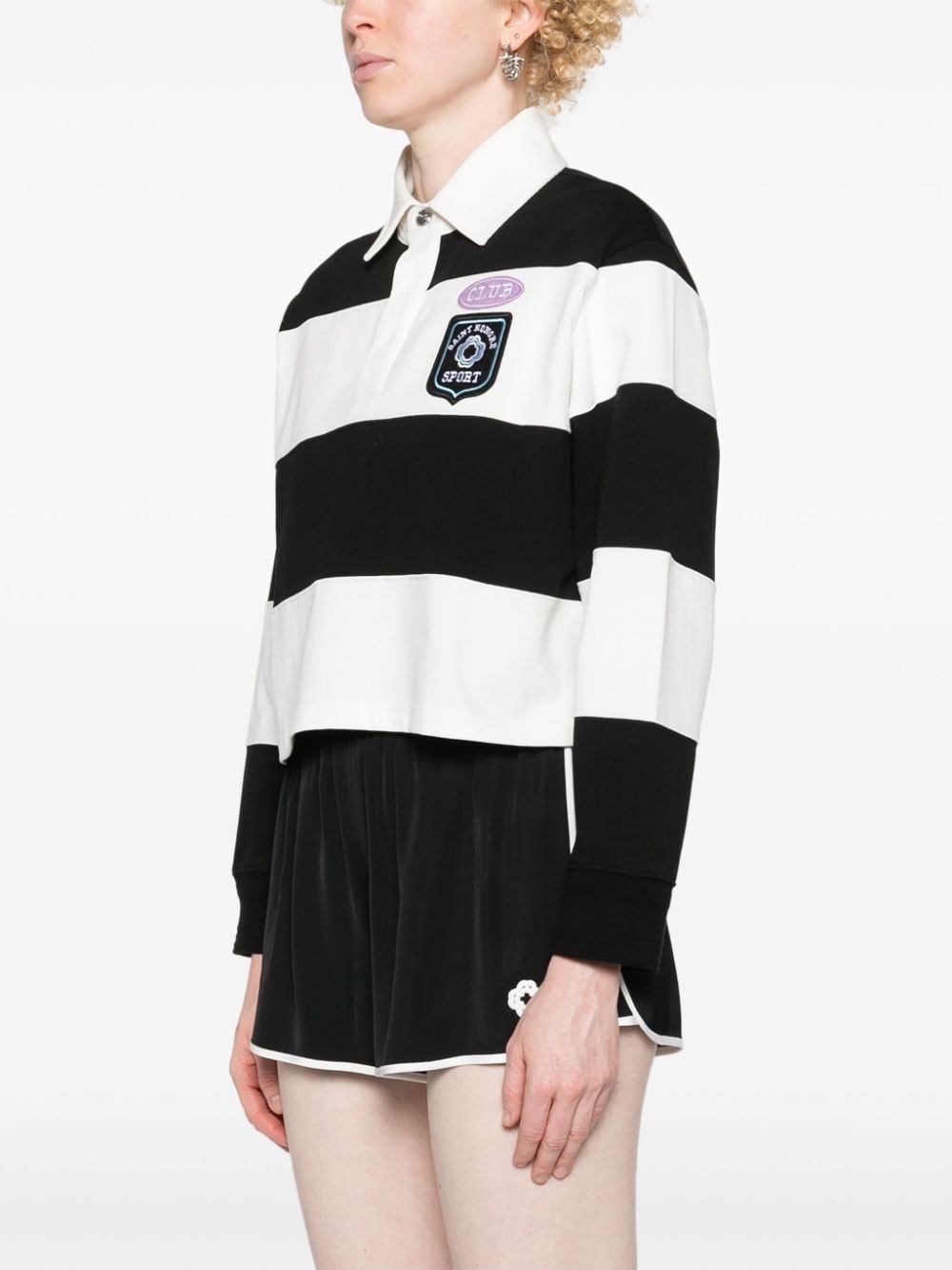 logo-patch striped polo shirt - 3