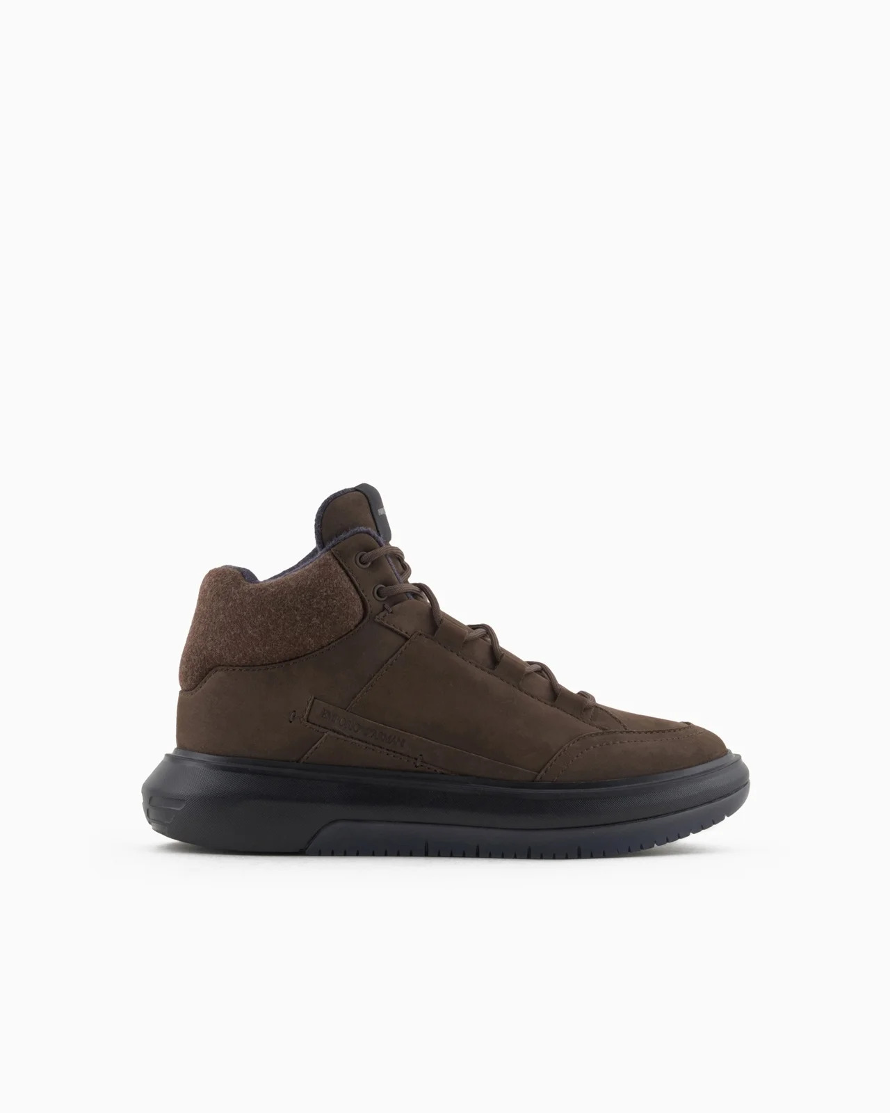 NUBUCK HIGH-TOP SNEAKERS WITH FELT DETAIL - 1