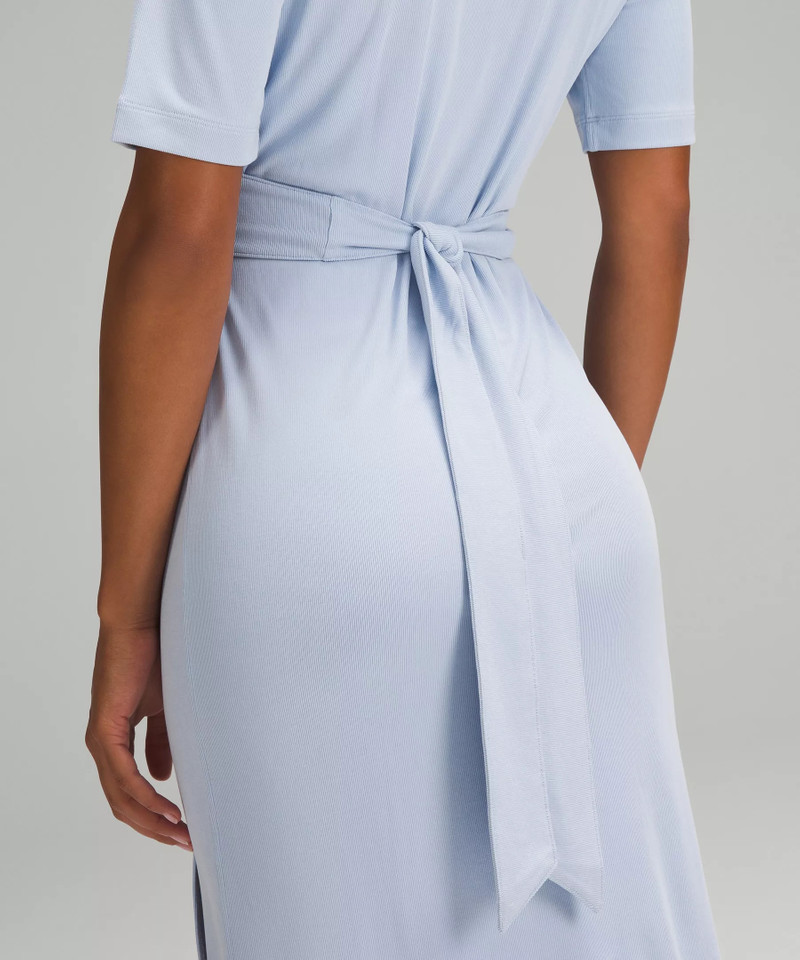 Wrap-Front Soft Ribbed Midi Dress 4