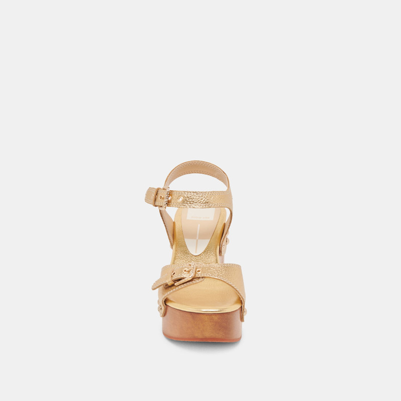 YANDY HEELS GOLD LEATHER 6