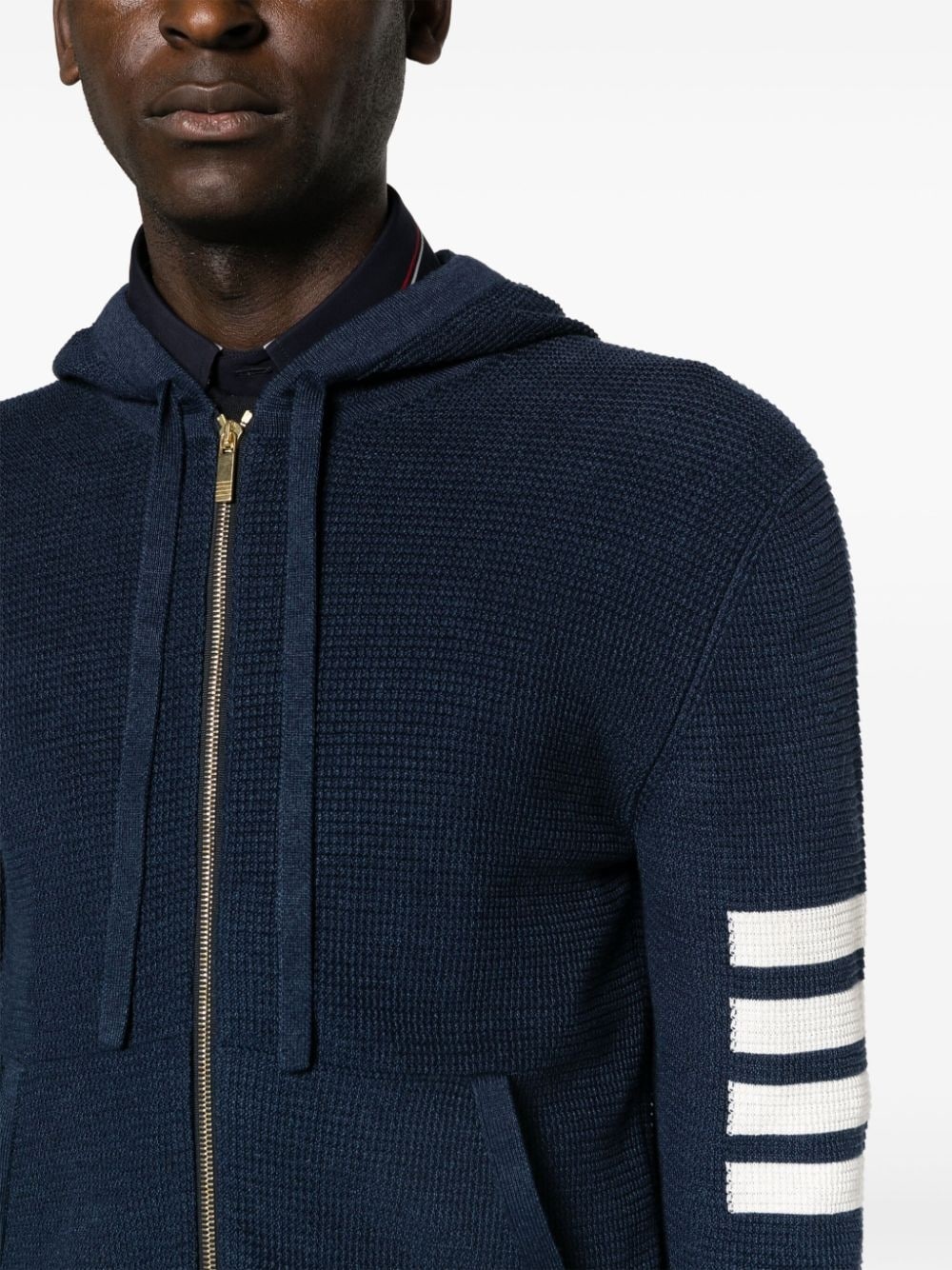 4-Bar stripe waffle-knit hoodie - 5