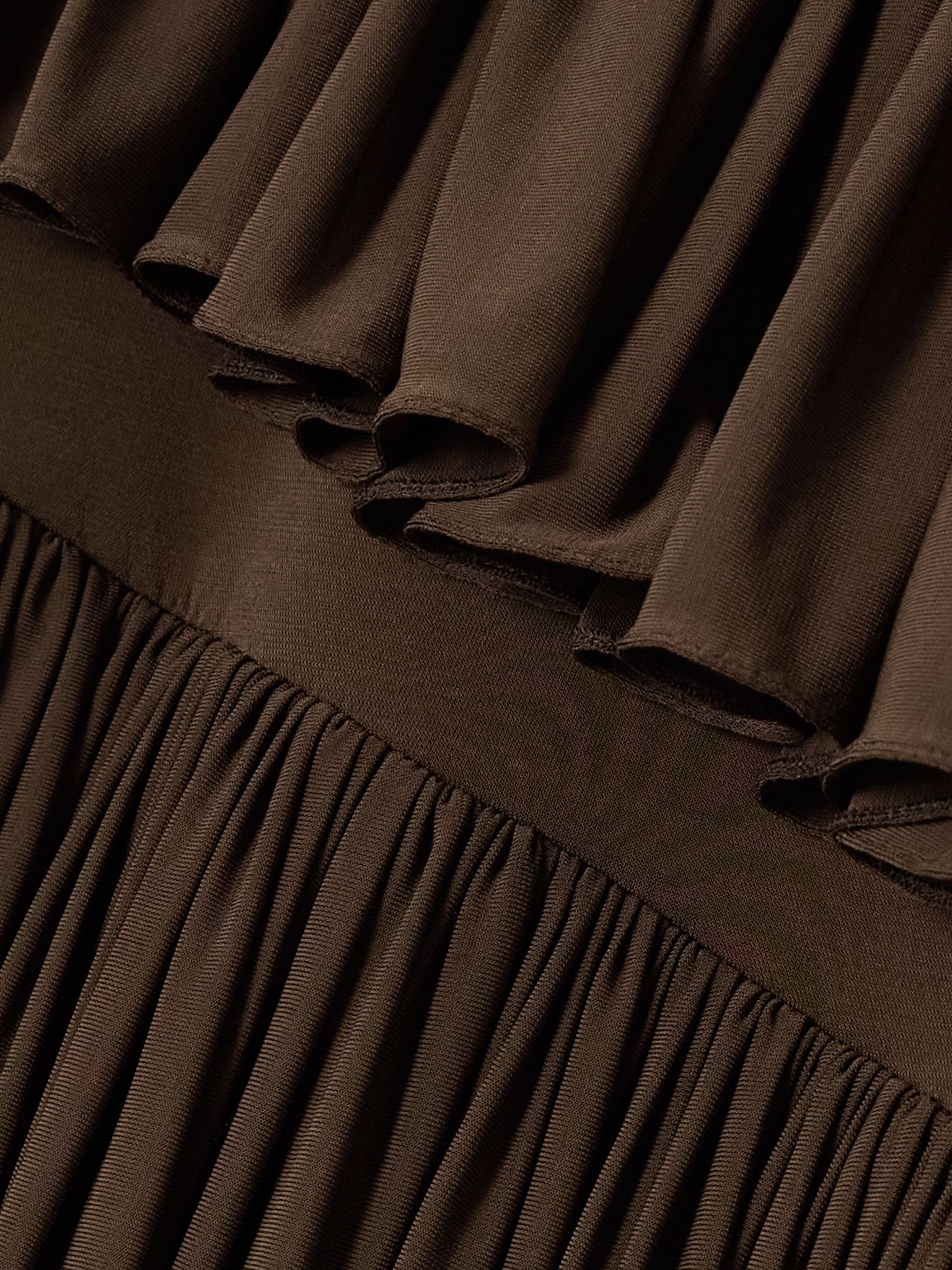 Tiered asymmetric jersey mini skirt Brown - 4