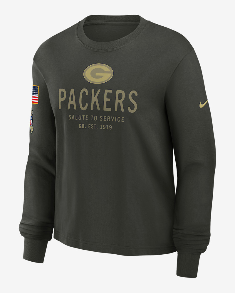 Green Bay Packers Salute to Service Sideline Women's Nike Dri-FIT NFL Long-Sleeve T-Shirt 1
