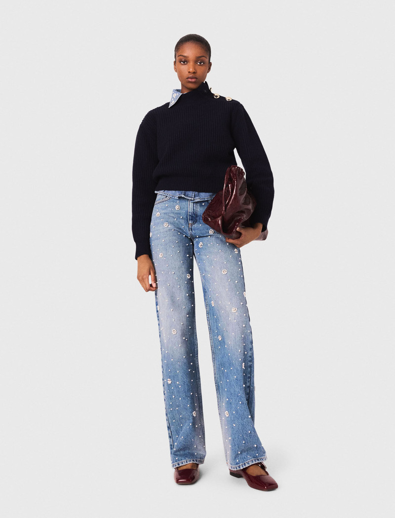 maje Wide-leg embroidered jeans outlook
