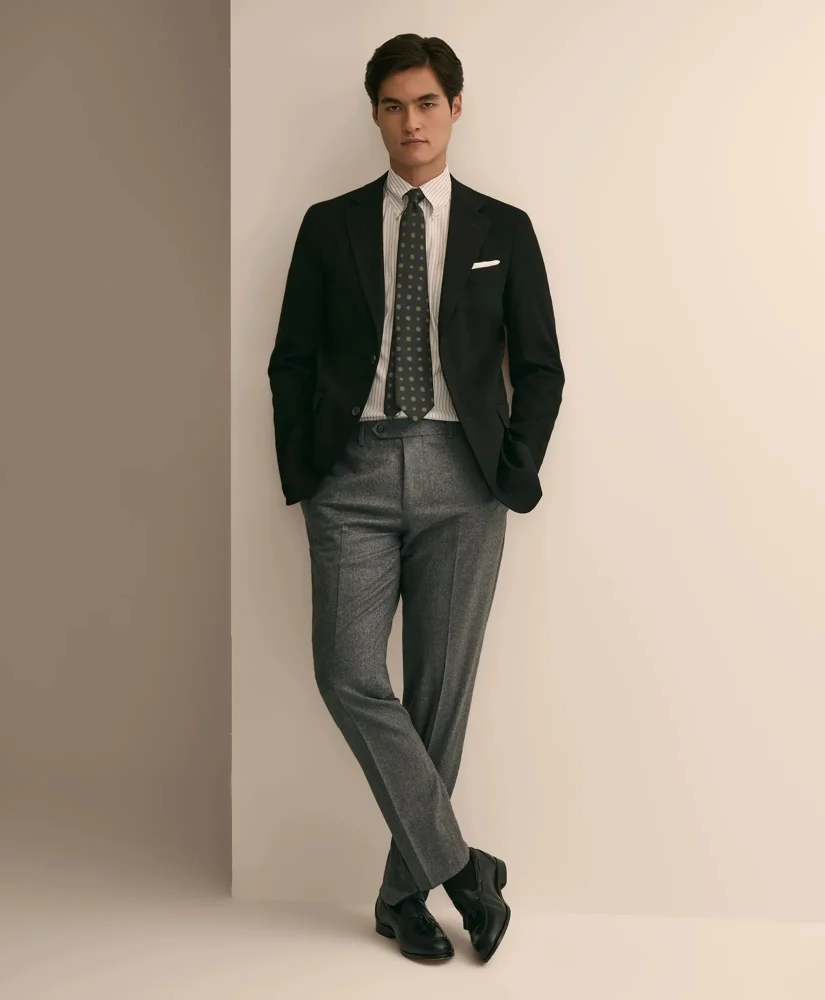 Slim Fit Wool Flannel Dress Pants - 1