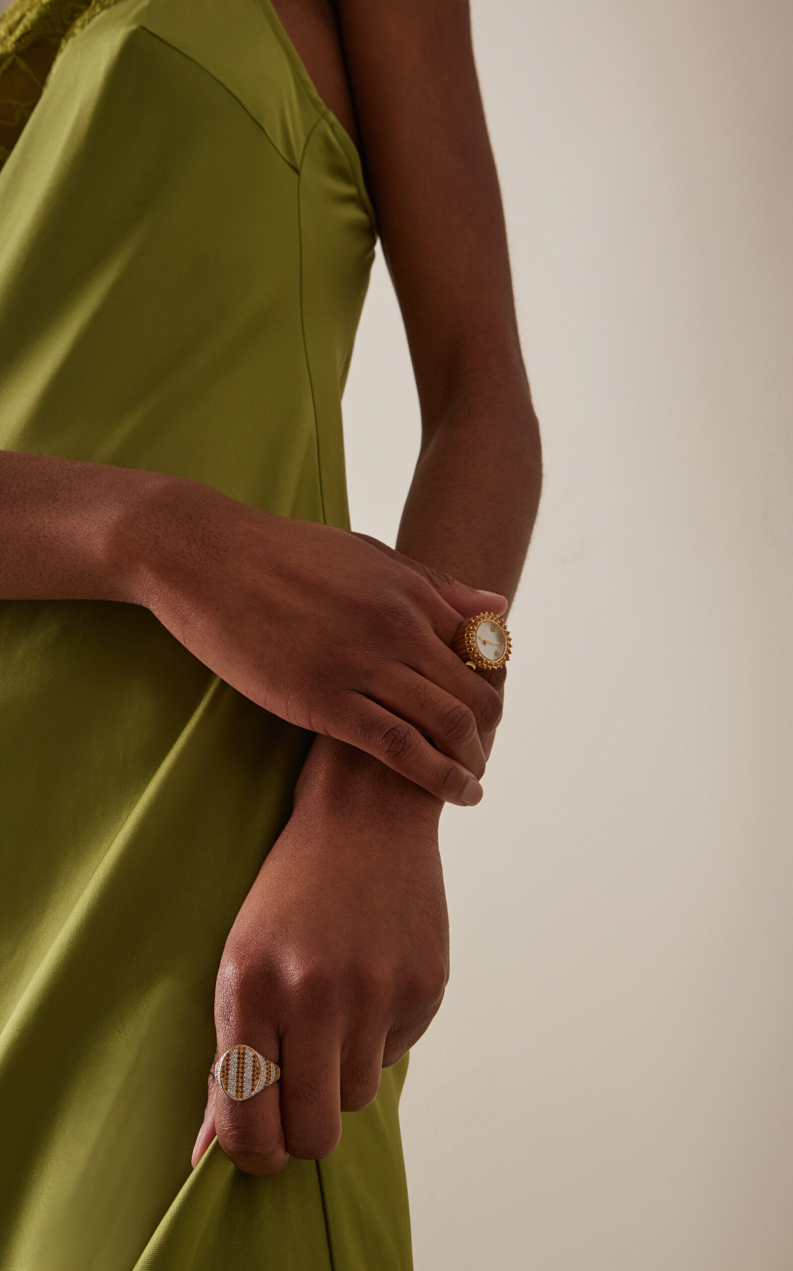 Exclusive Riviera 9K Yellow Gold Citrine, Diamond Signet Ring orange - 3