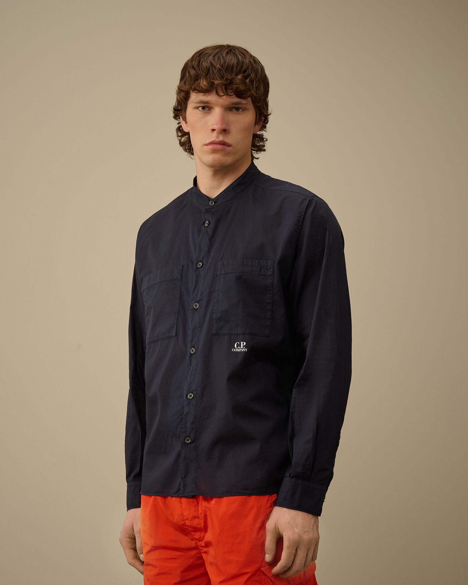 Light Mussola Banded Collar Shirt - 4