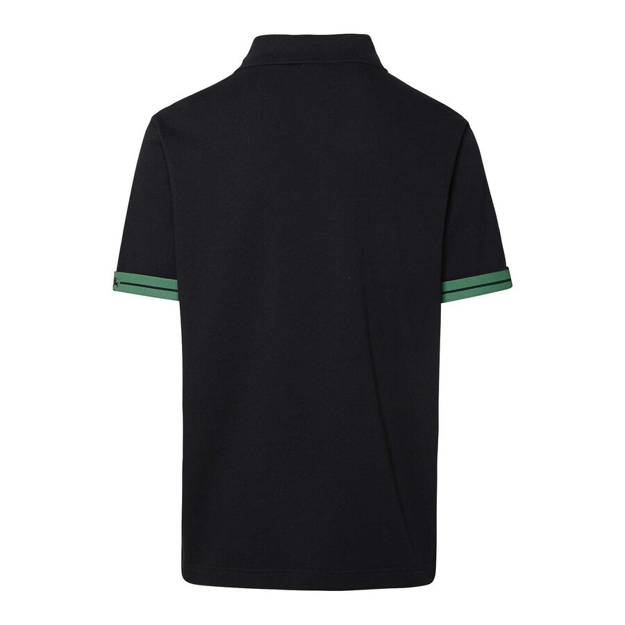 Burberry Striped-Cuffs Short Sleeved Cotton Polo Shirt - 2
