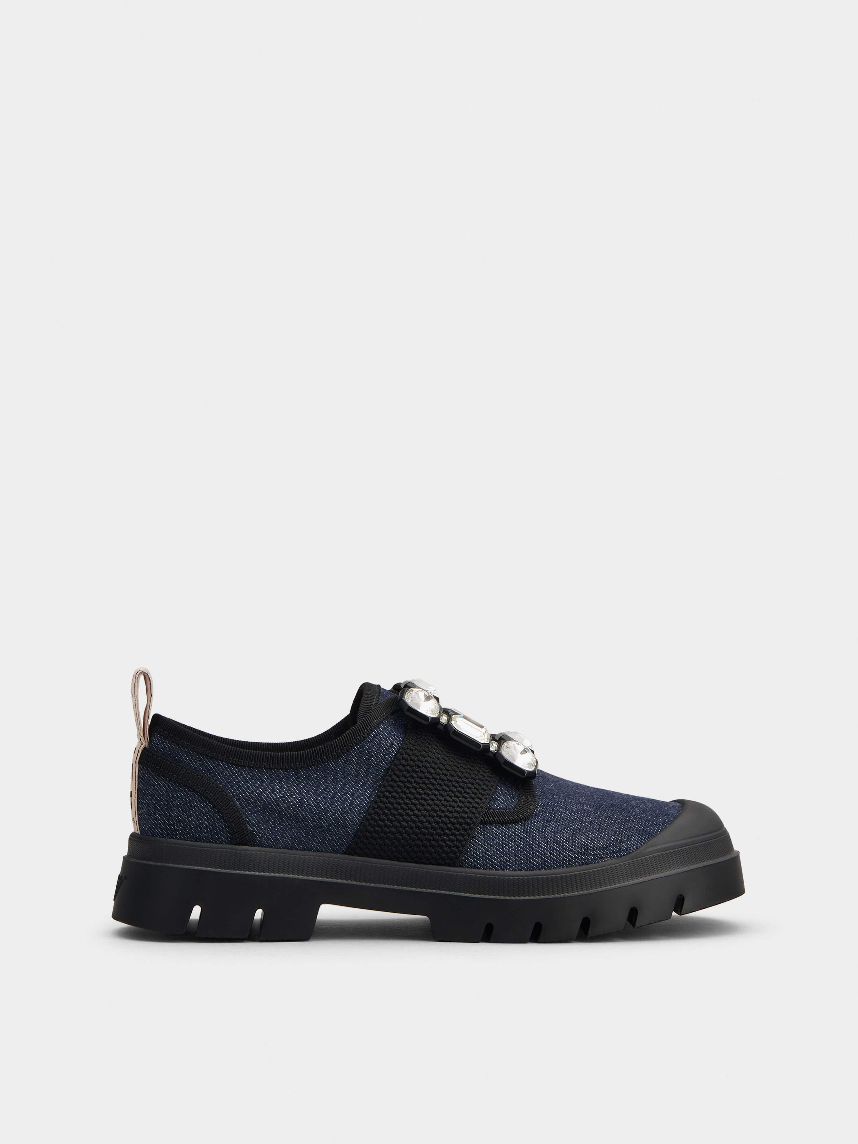 Walky Viv' Strass Buckle Sneakers in Denim - 1