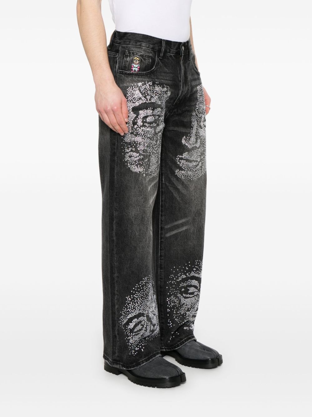 rhinestone-face jeans - 3