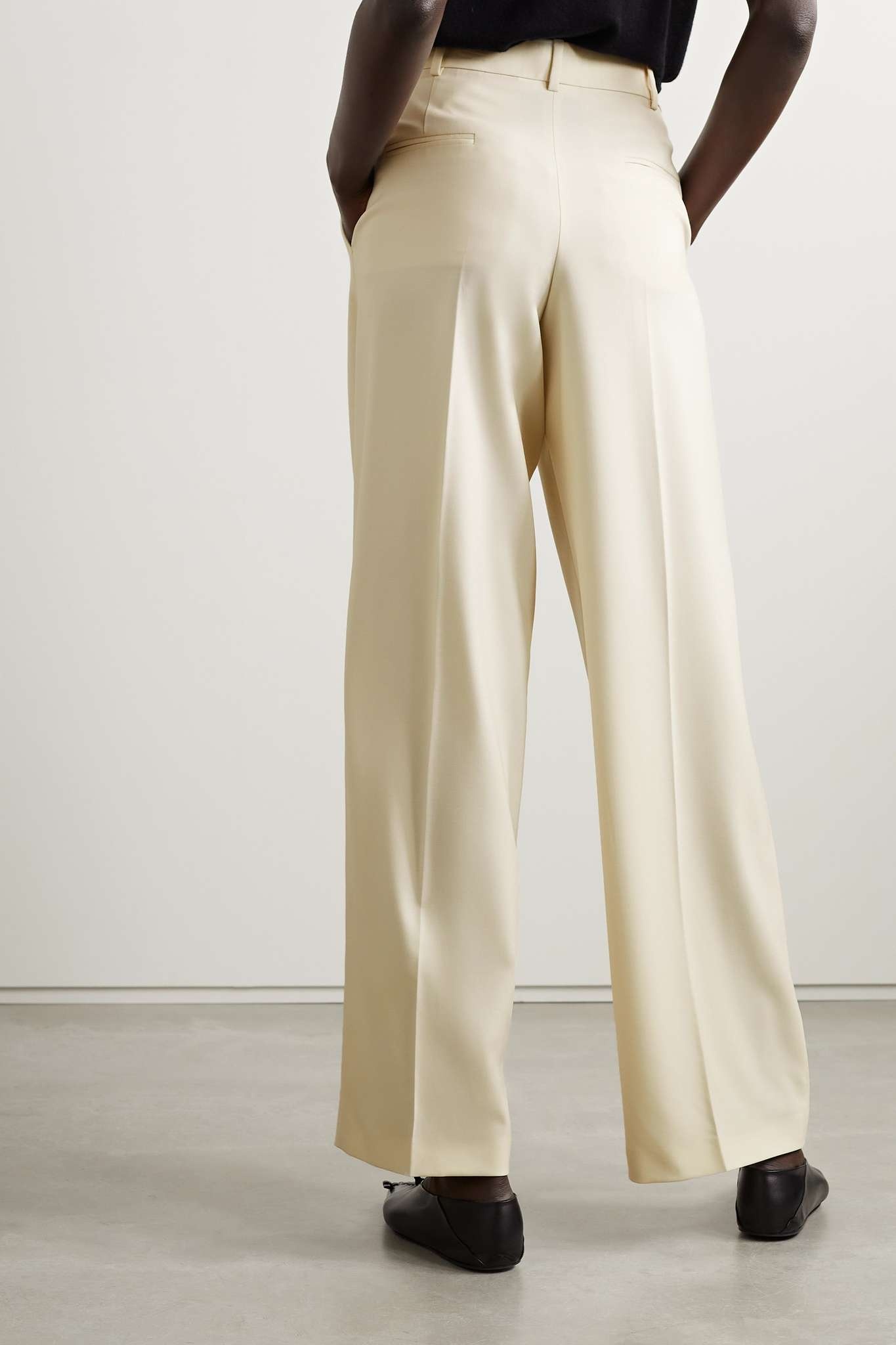 + NET SUSTAIN pleated merino wool-twill wide-leg pants - 4