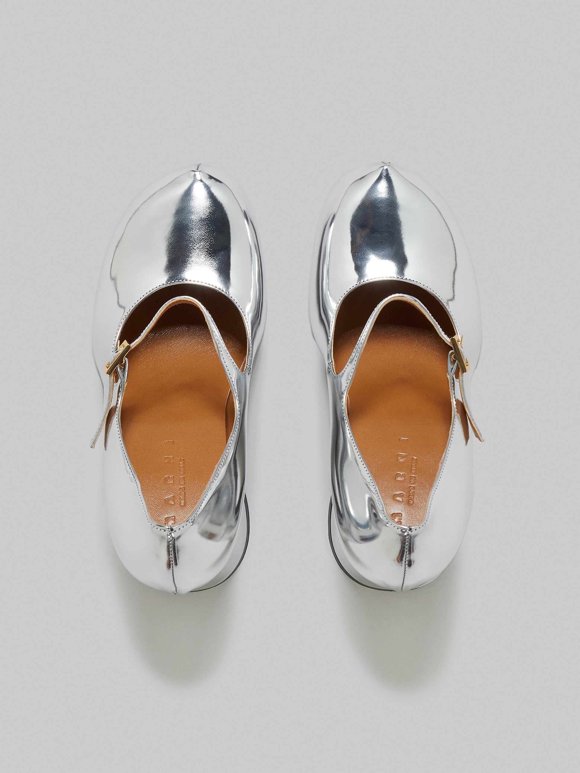 SILVER MIRRORED LEATHER MARY JANES - 4