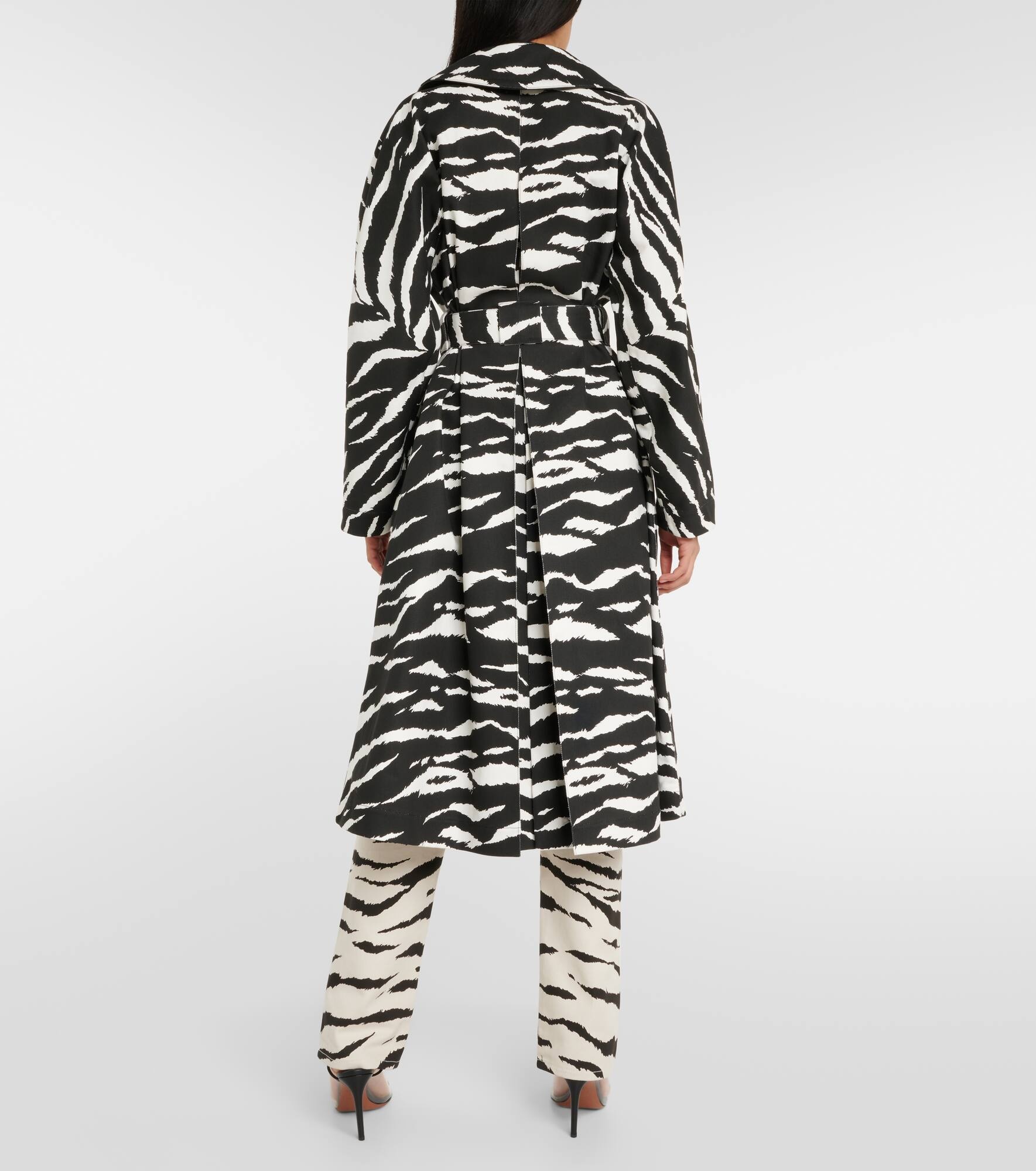Zebra-print denim trench coat - 3