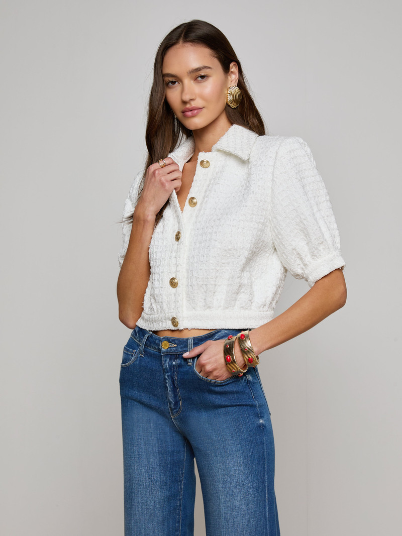 L'AGENCE Cove Cropped Tweed Jacket outlook