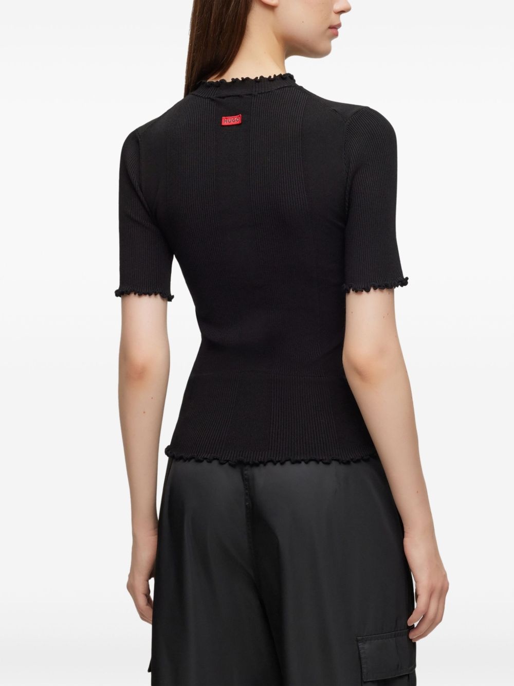 ruffle-trim ribbed-knit top - 4