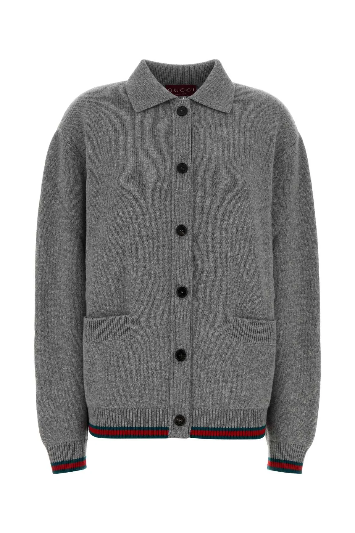 Gucci Women Grey Wool Blend Oversize Cardigan - 1