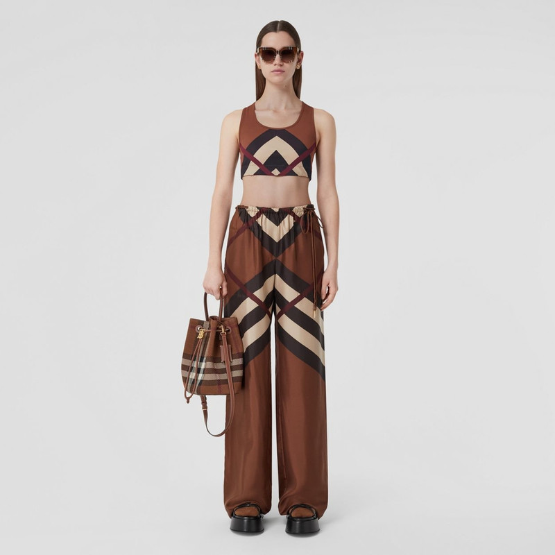 Chevron Check Print Stretch Nylon Cropped Top 5