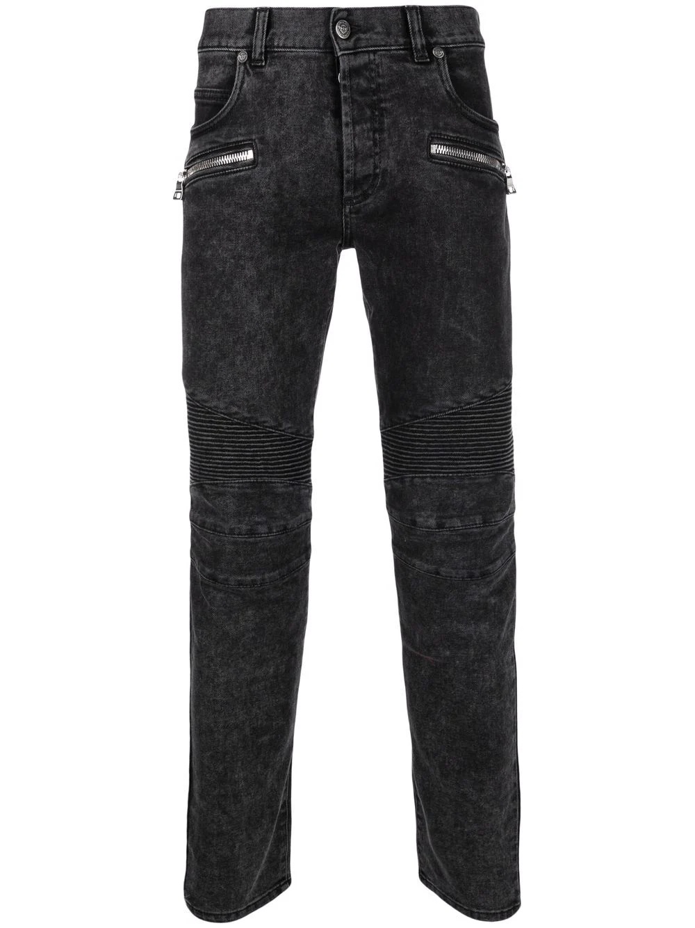 ribbed slim-cut bleached jeans - 1