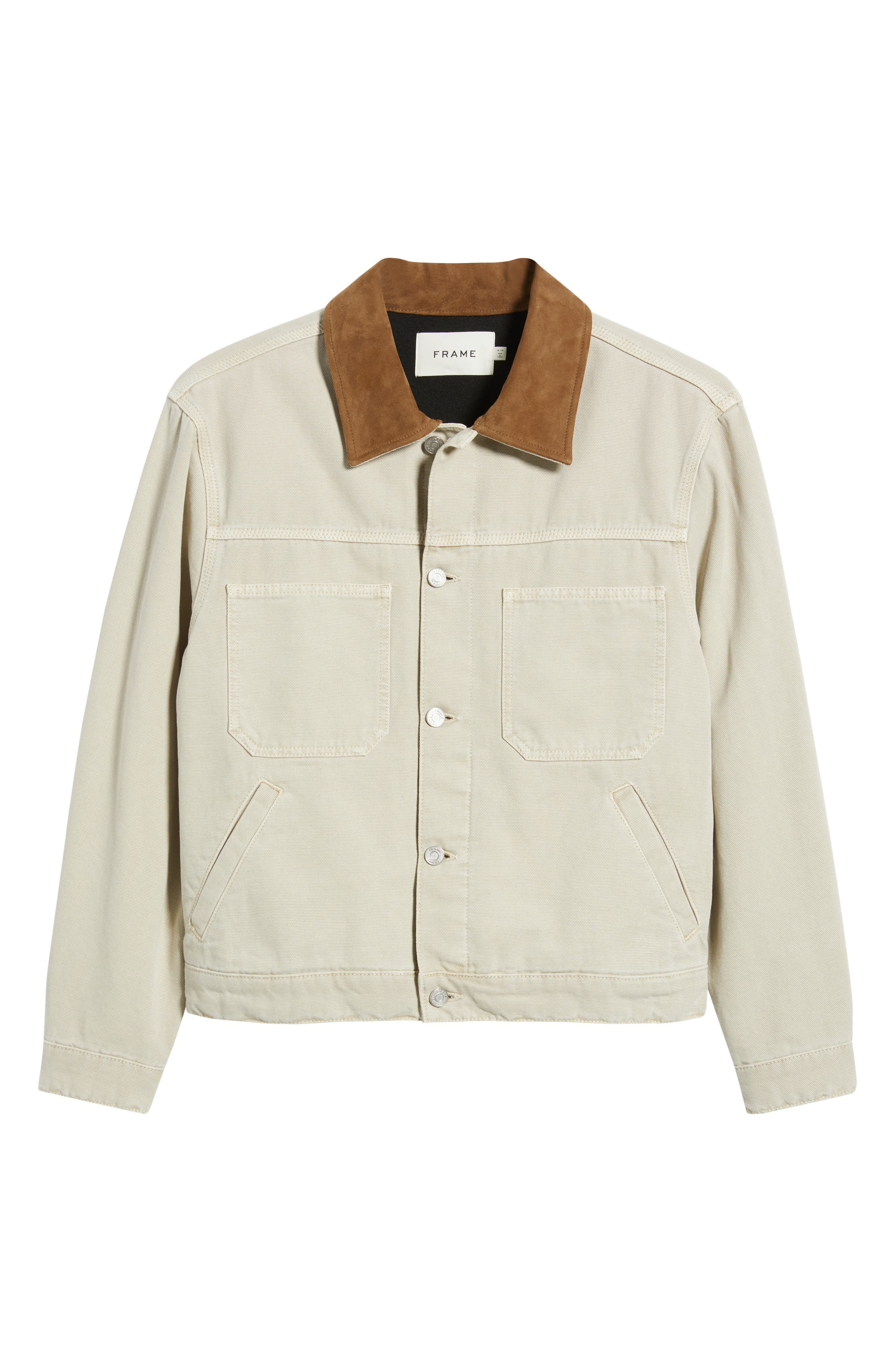 FRAME Cotton Canvas Utility Jacket in Beach Sand at Nordstrom - 6