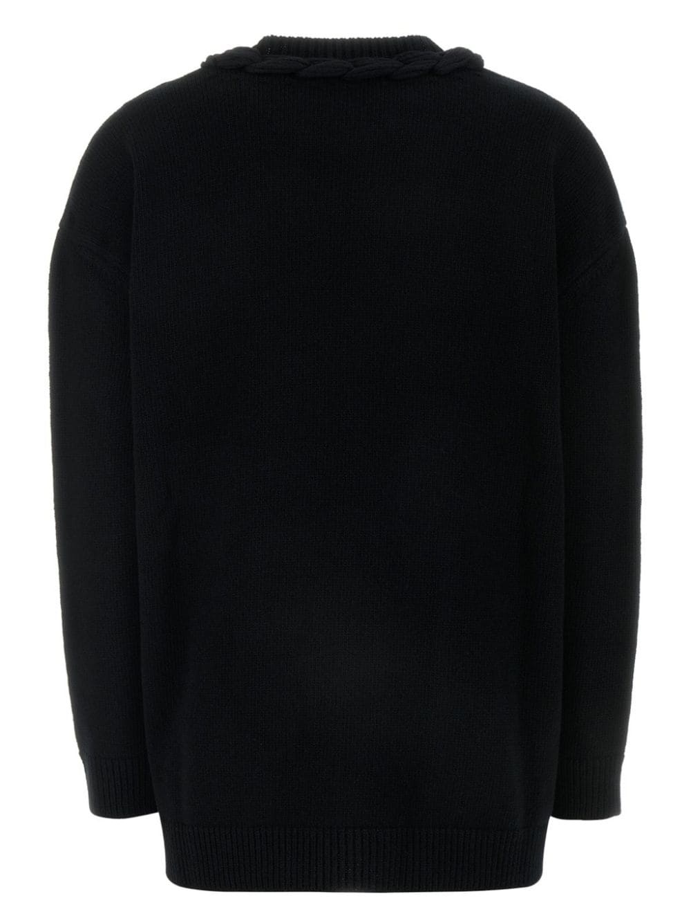 braid-detail wool jumper - 2