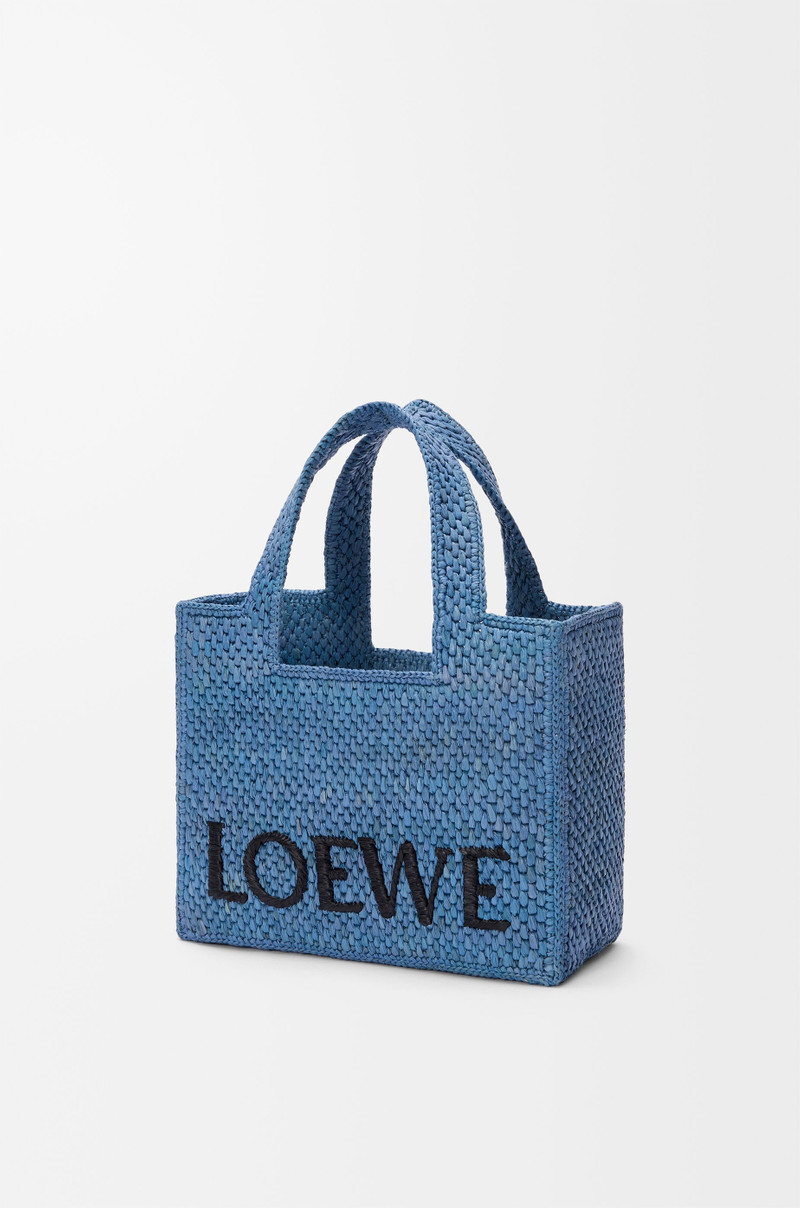 Loewe Small LOEWE Font tote in raffia outlook