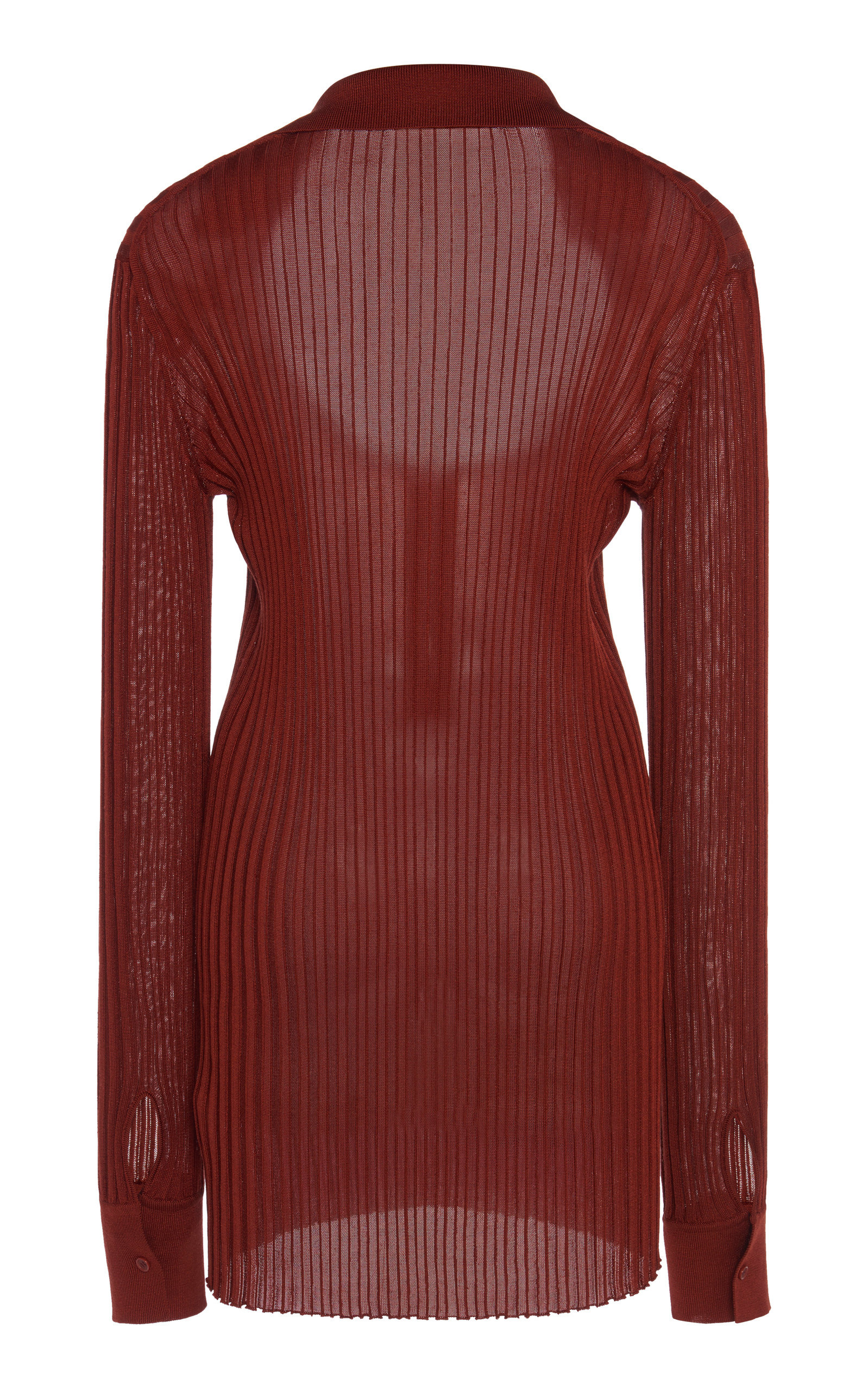 Ribbed Silk-Blend Top orange - 4