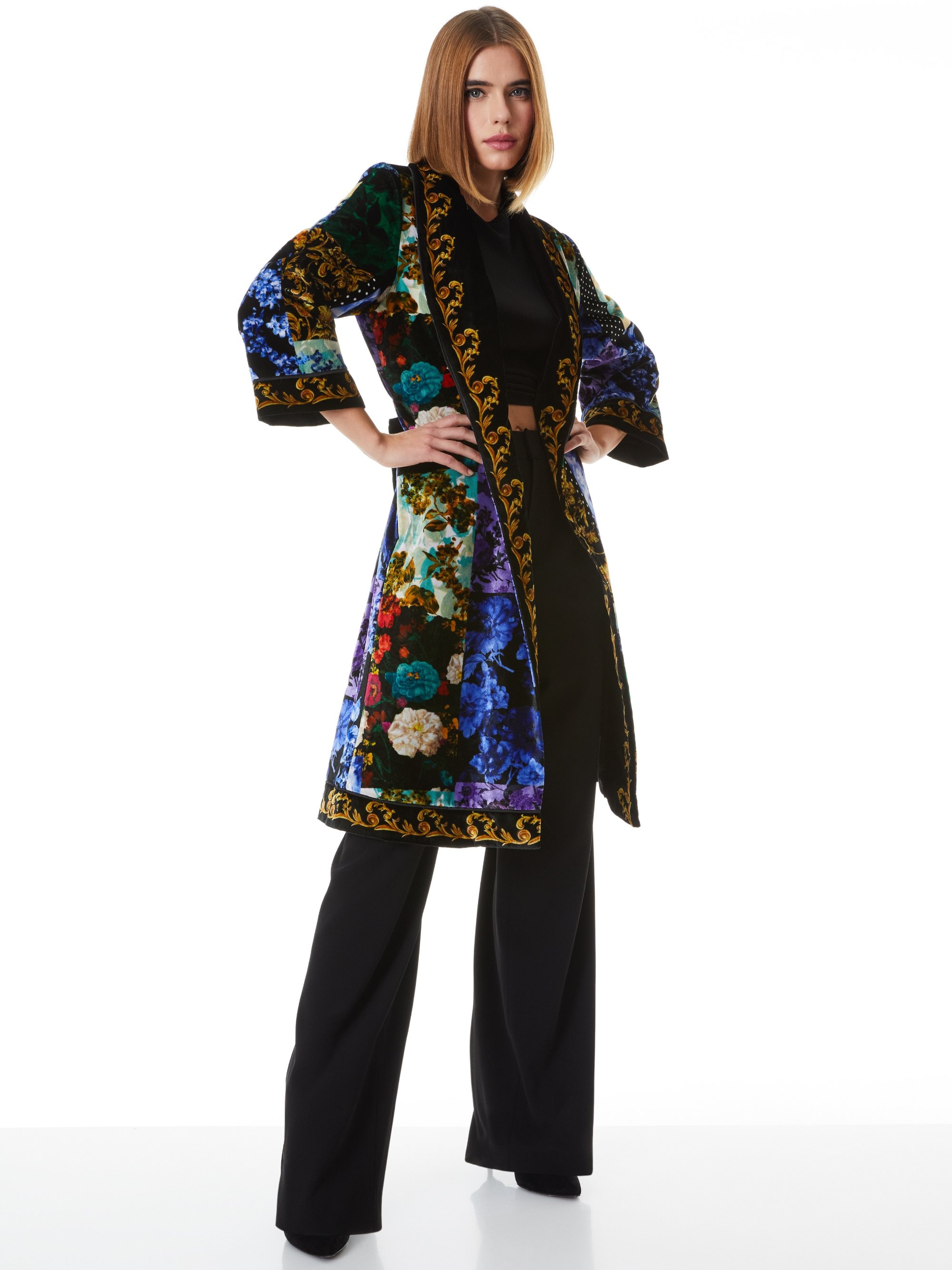 EILENE BELTED VELVET KIMONO - 4