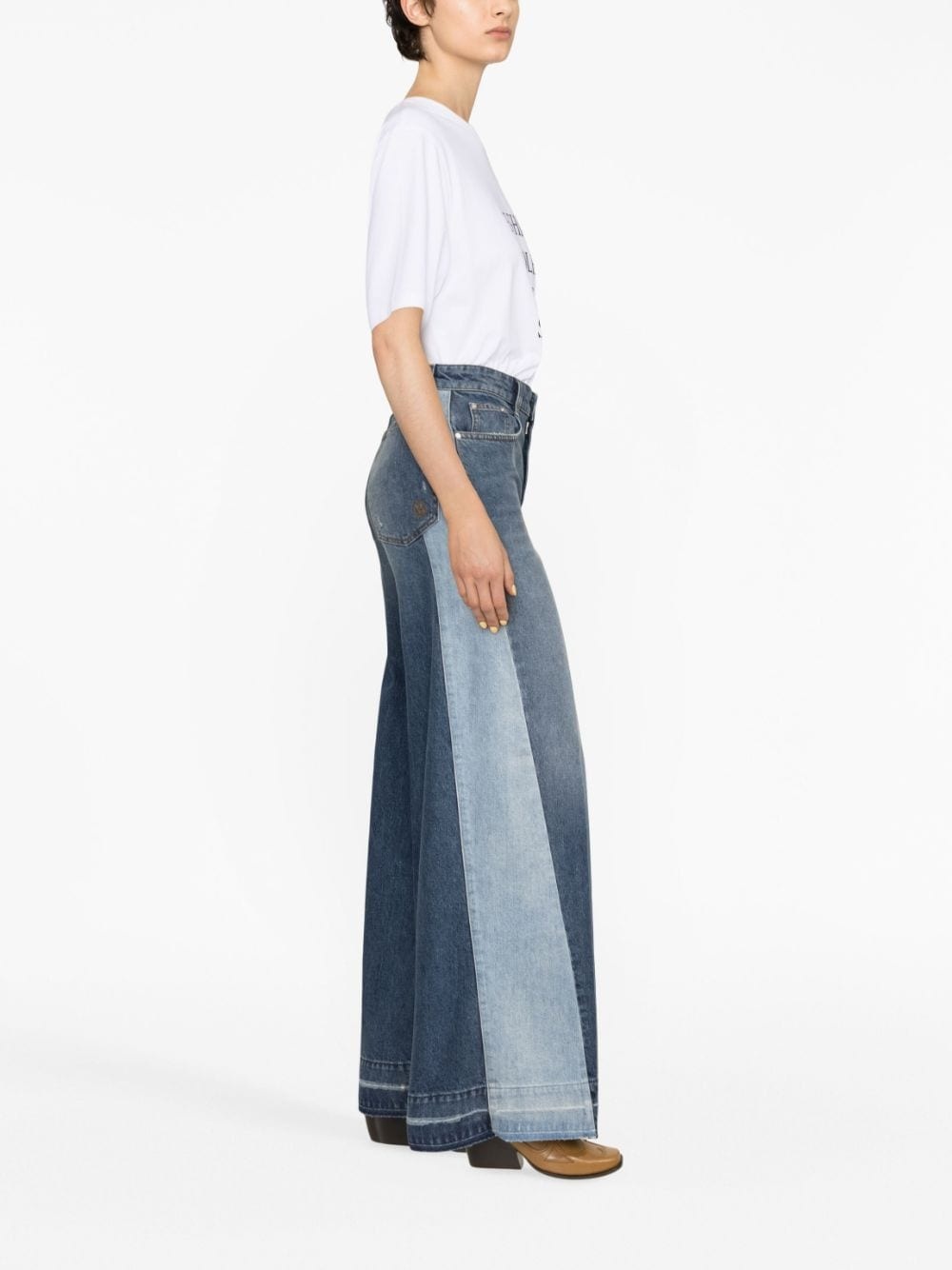 Double-tone wide-leg jeans - 3