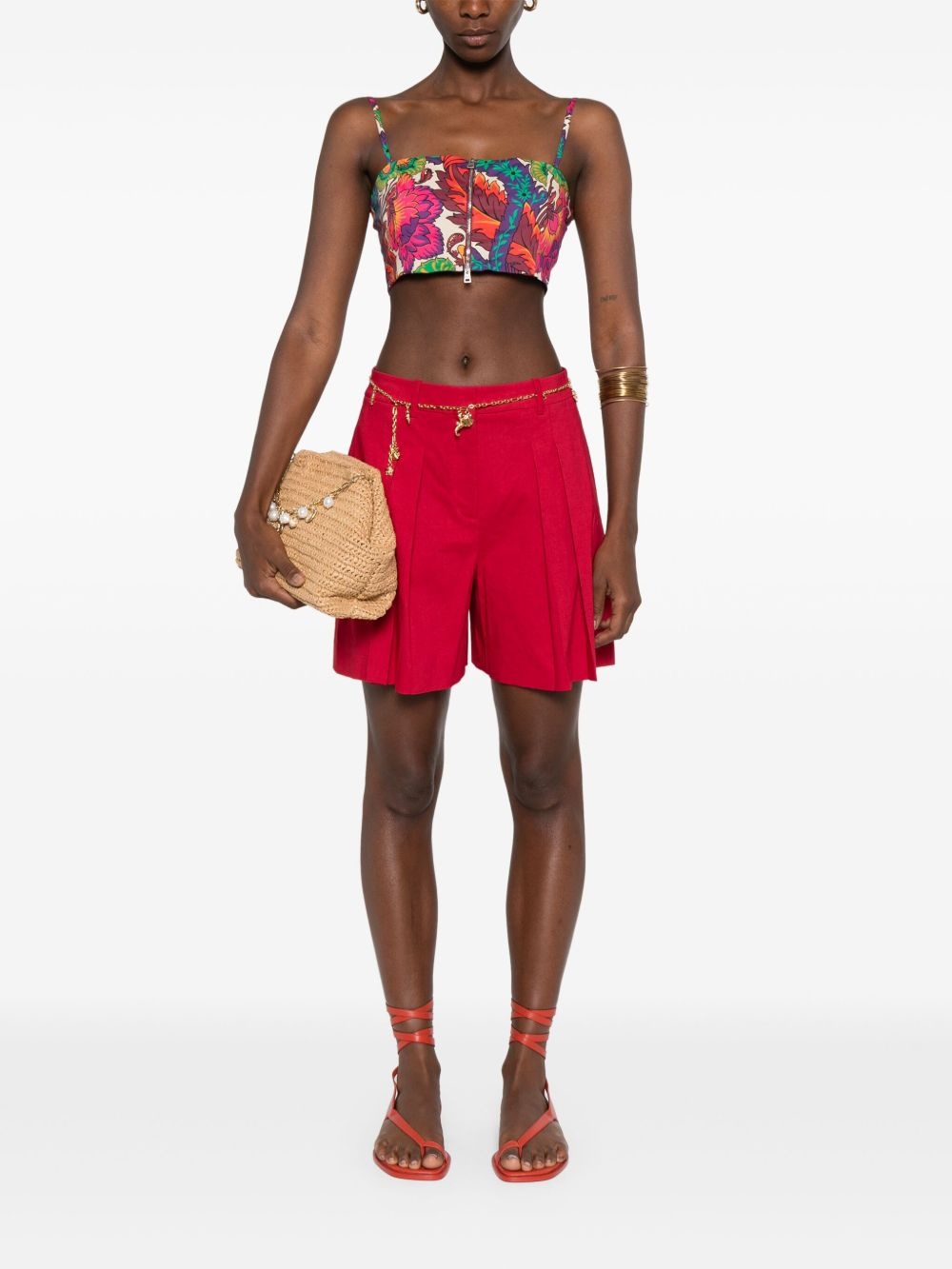 floral-print cropped top - 2