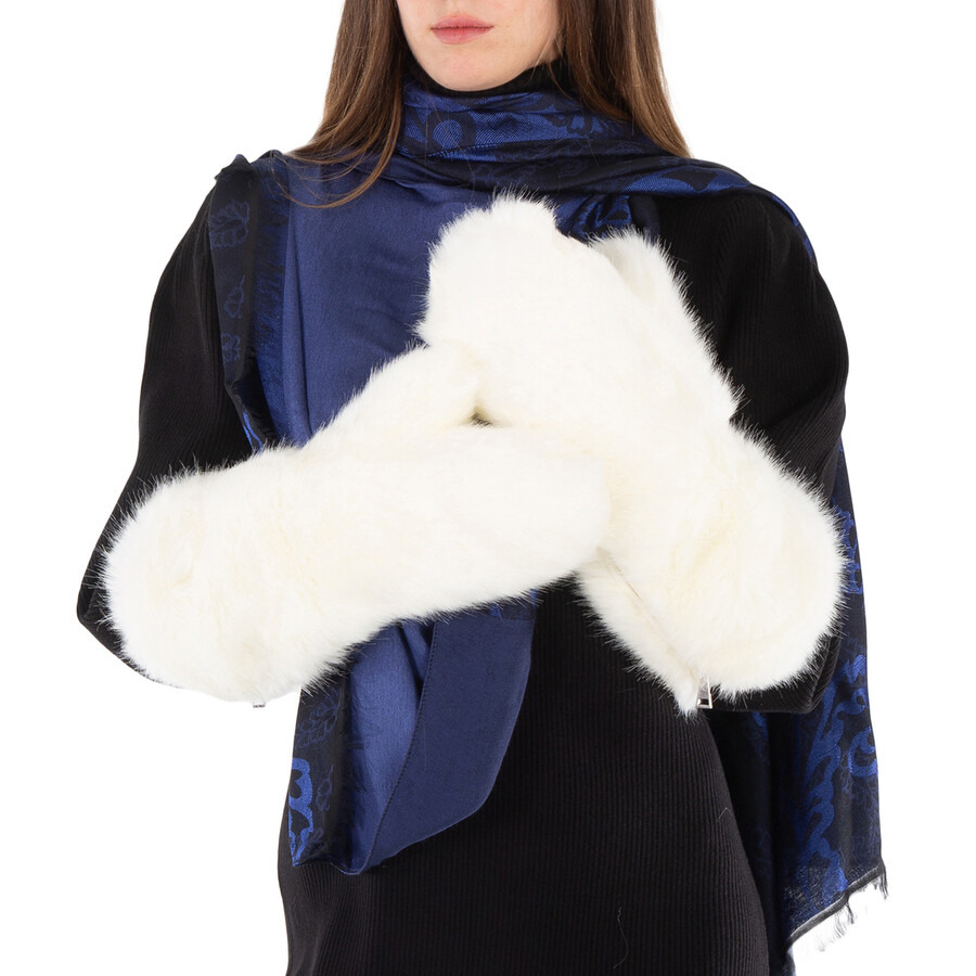 Moncler Stone Faux Fur Gloves, Size Small - 4