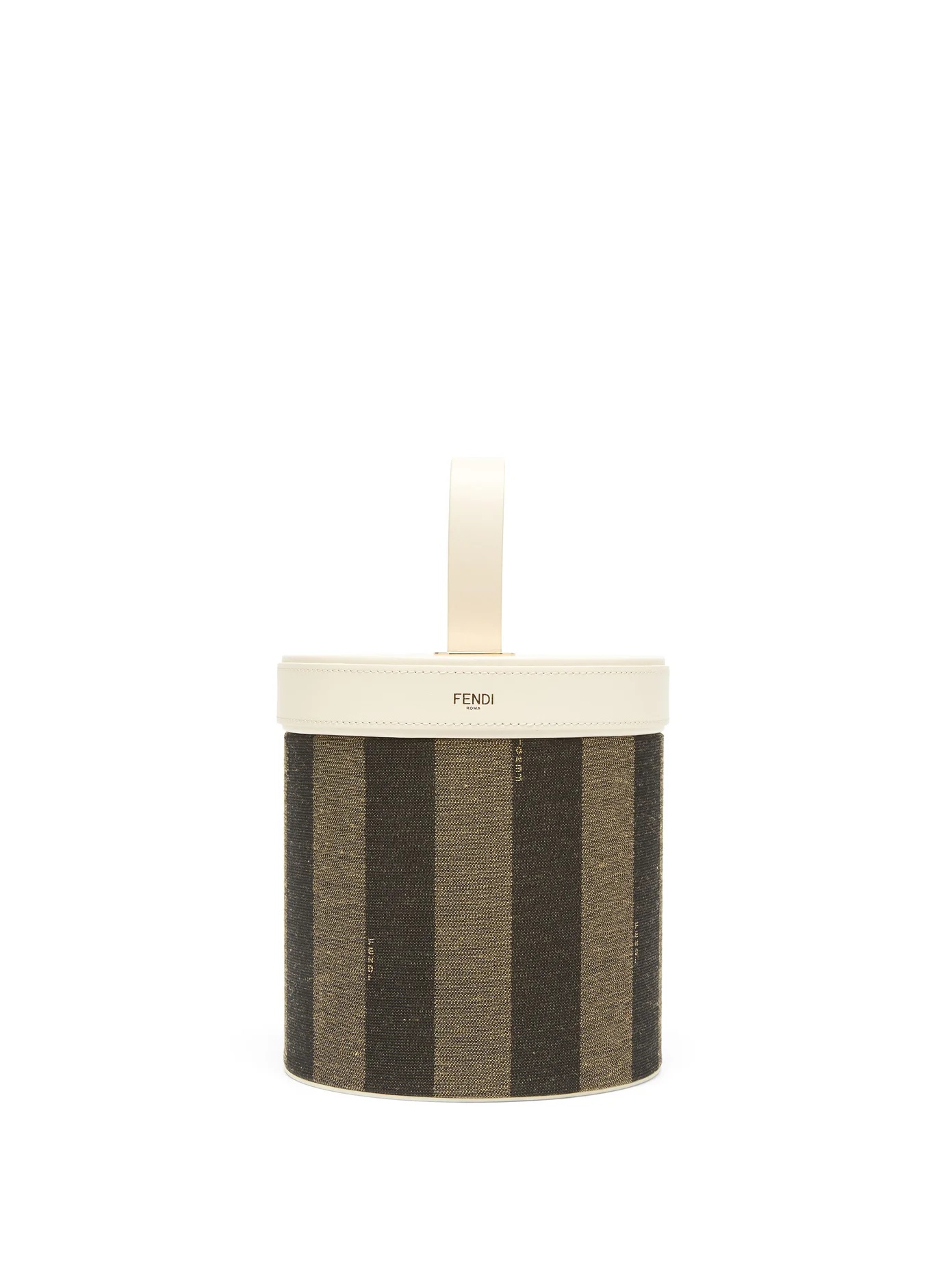 Leather and striped canvas box - 1