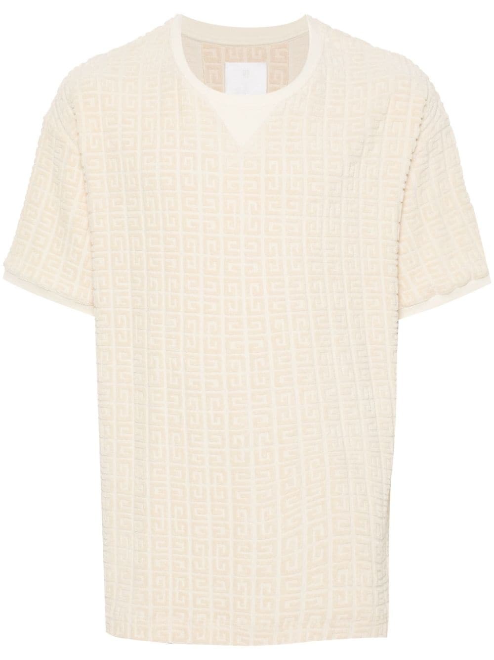 jacquard-pattern towelling-finish T-shirt - 1