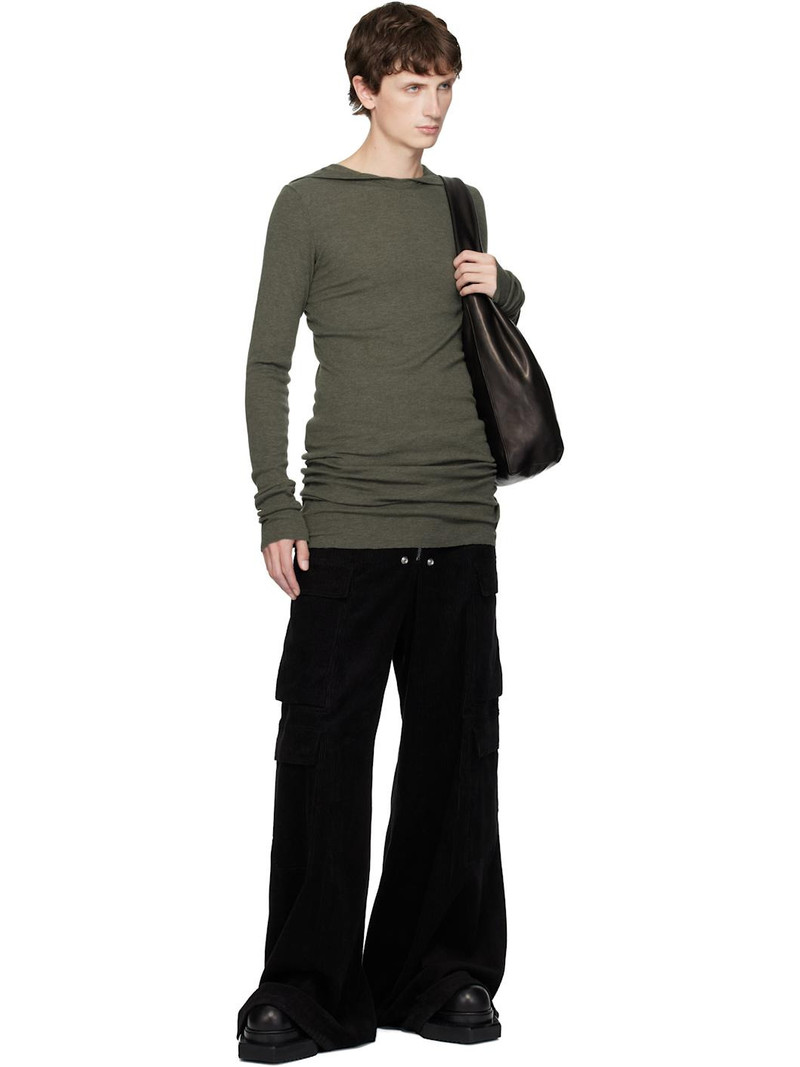 Rick Owens Khaki Concordians Rib LS Hoodie outlook