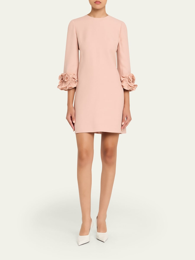 Valentino Ruffle Cuff Crepe Couture Short Dress outlook