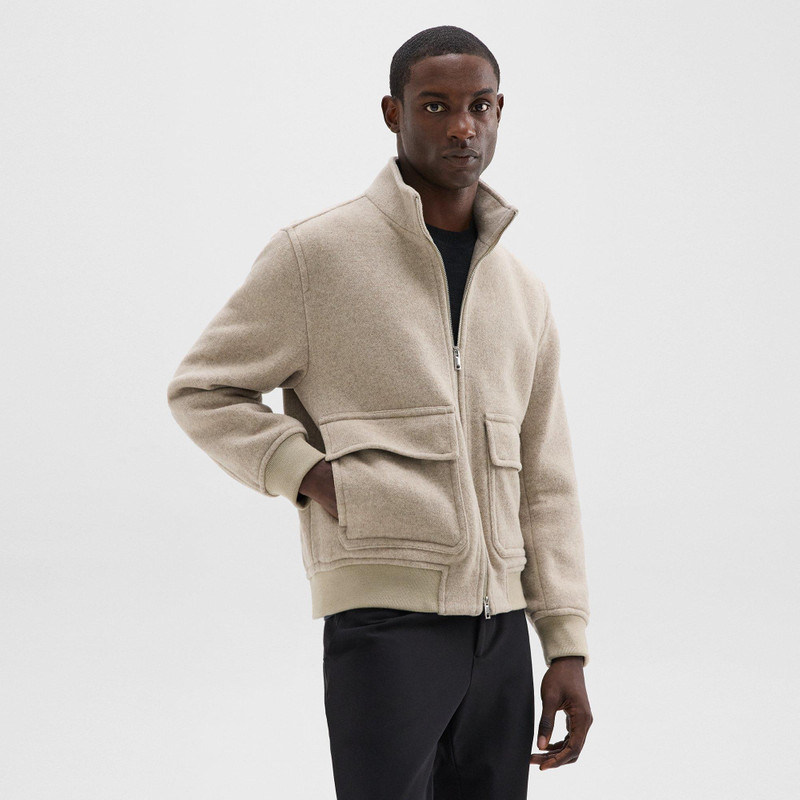 Straight Bomber Jacket in Mélange Wool-Blend Melton 2