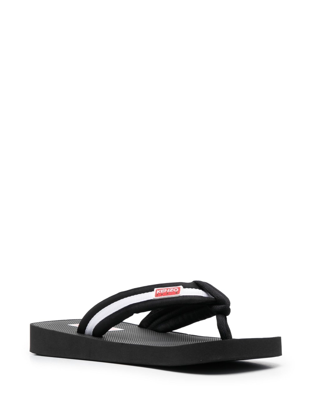 logo-patch striped flip flops - 2