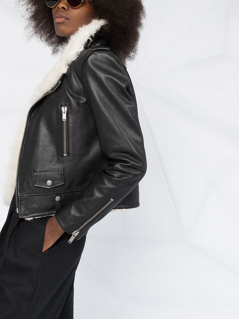 shearling collar biker jacket 5