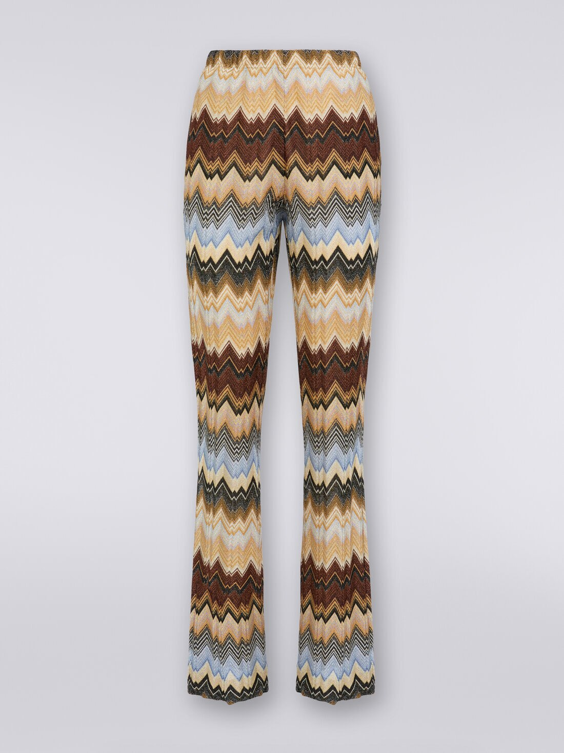 Viscose chevron pleated flared trousers with lurex - 1