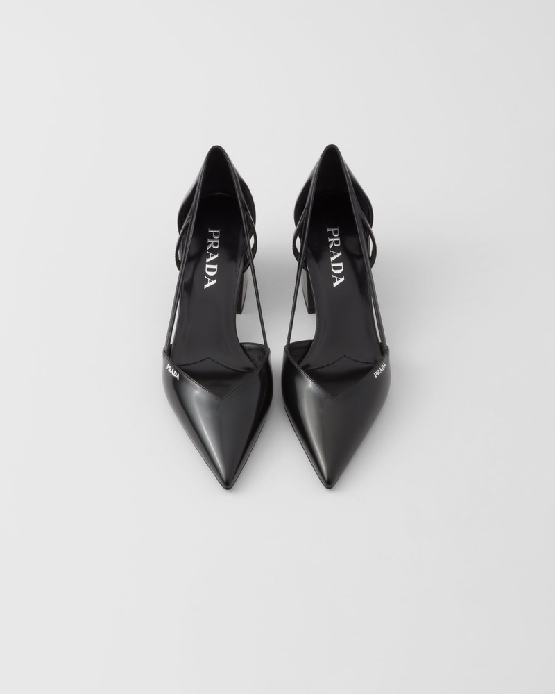 Brushed leather cut-out pumps 3