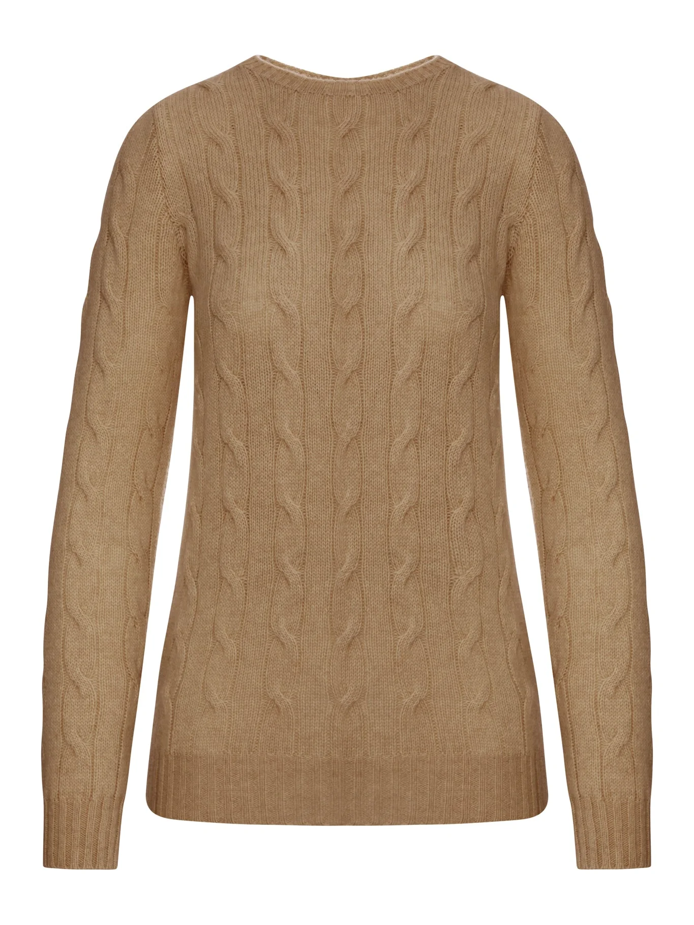 CREWNECK CASHMERE CABLE KNIT SWEATER - 1
