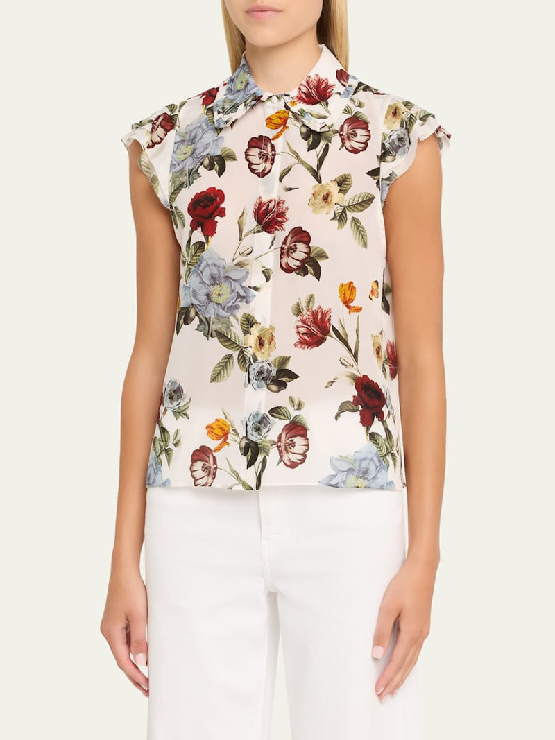 Alice + Olivia Martel Flutter-Sleeve Blouse outlook