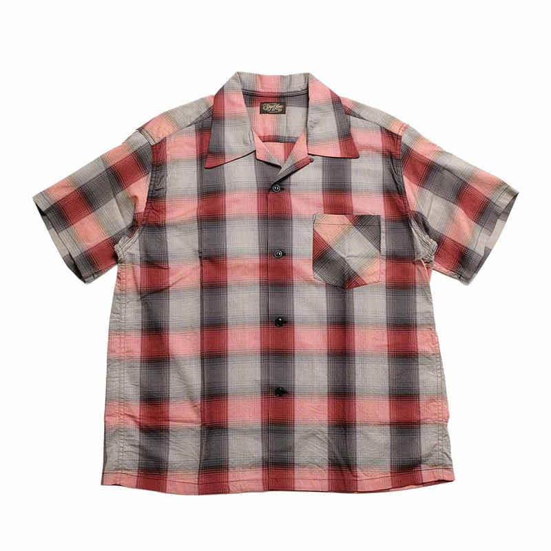 SUGAR CANE COTTON OMBRE PLAID - S/S OPEN SHIRT - SC39724 outlook