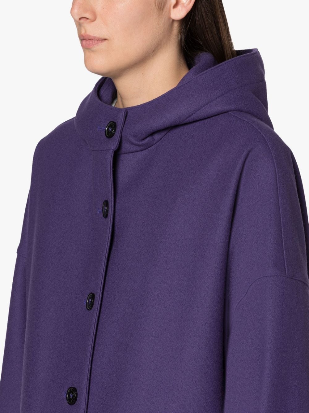 HUMBIE HOOD PURPLE WOOL OVERCOAT - 6